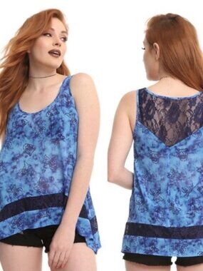 Hot Topic X Disney | "Lilo And Stitch" Blue Tie Dye Chiffon Top | Size Medium
